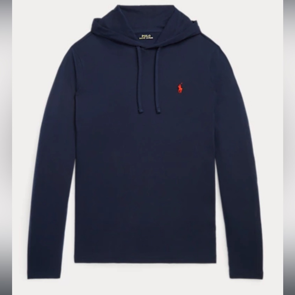Polo Ralph Lauren Royal / Navy Blue Medium Jersey Hooded Long Sleeve Shirt Pony